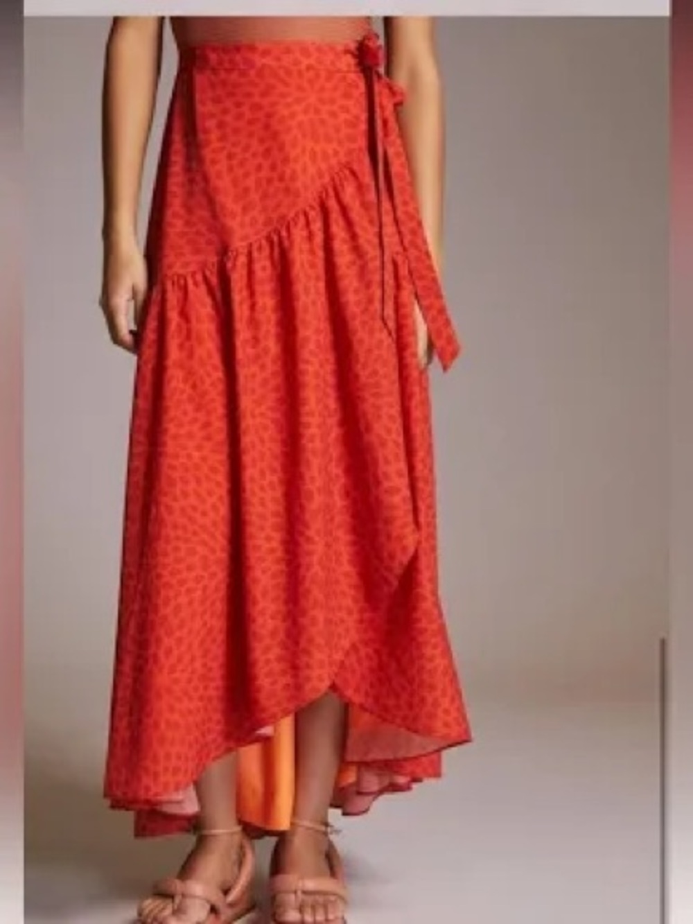 Anthropologie Hutch Red Printed Maxi Wrap Skirt- Size XS